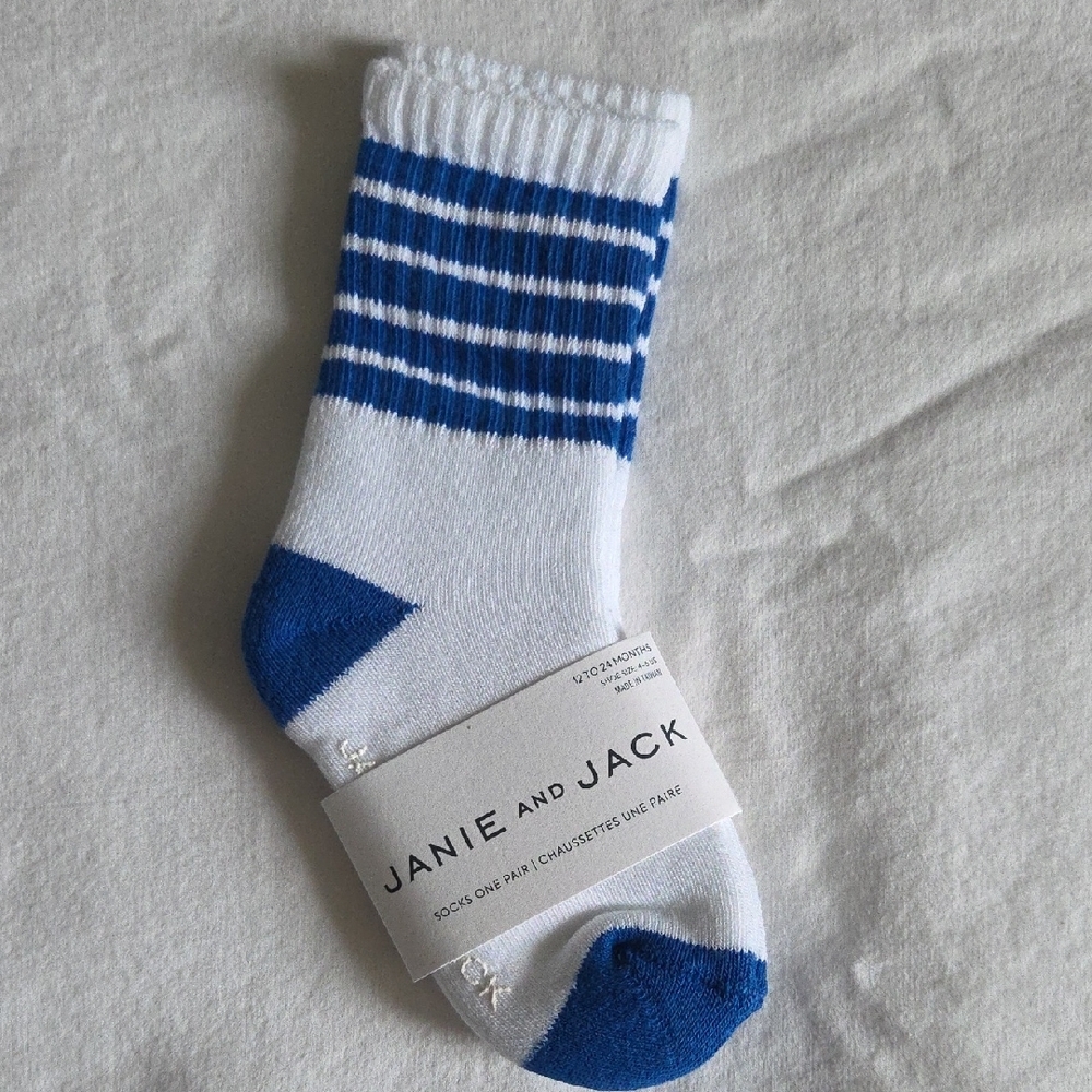 Janie and Jack Blue and White Striped Socks
